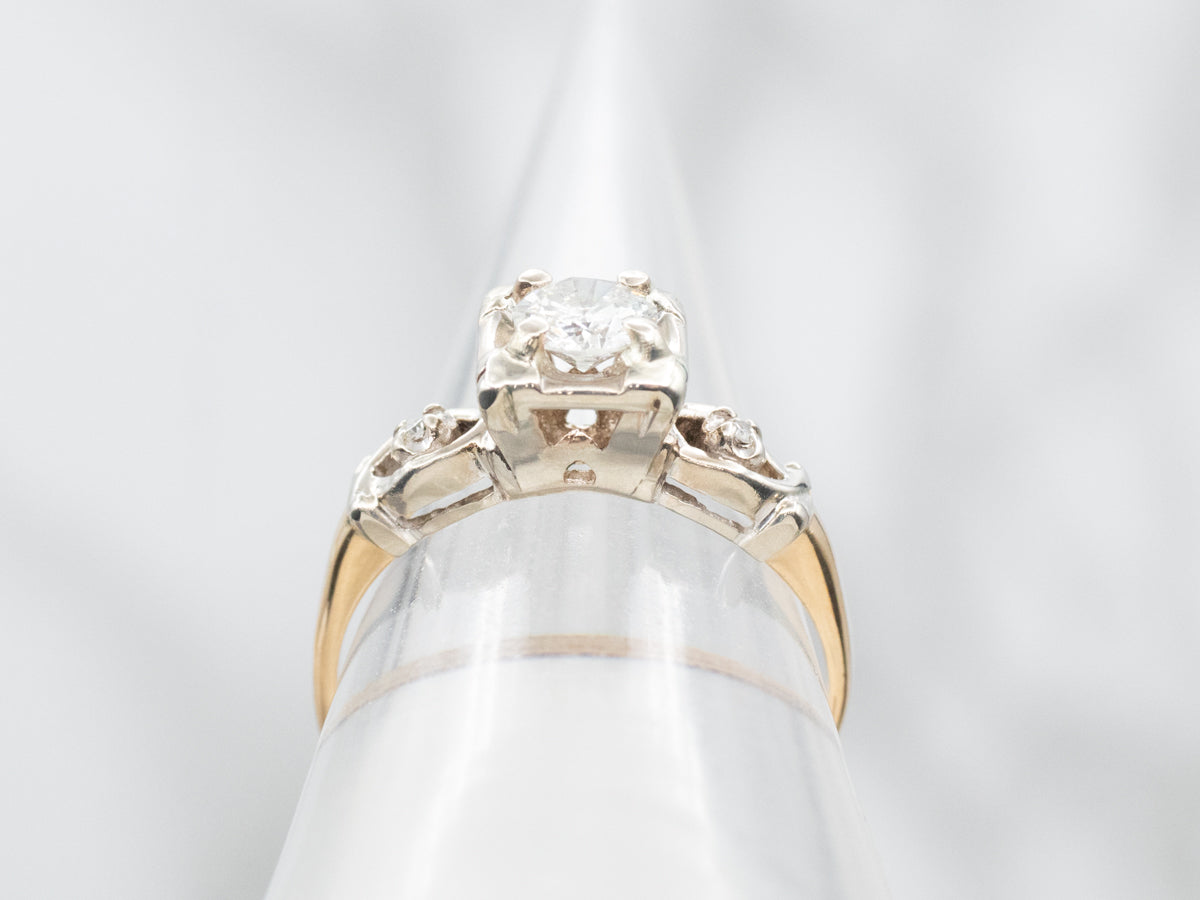 Retro Diamond Engagement Ring with Illusion Head