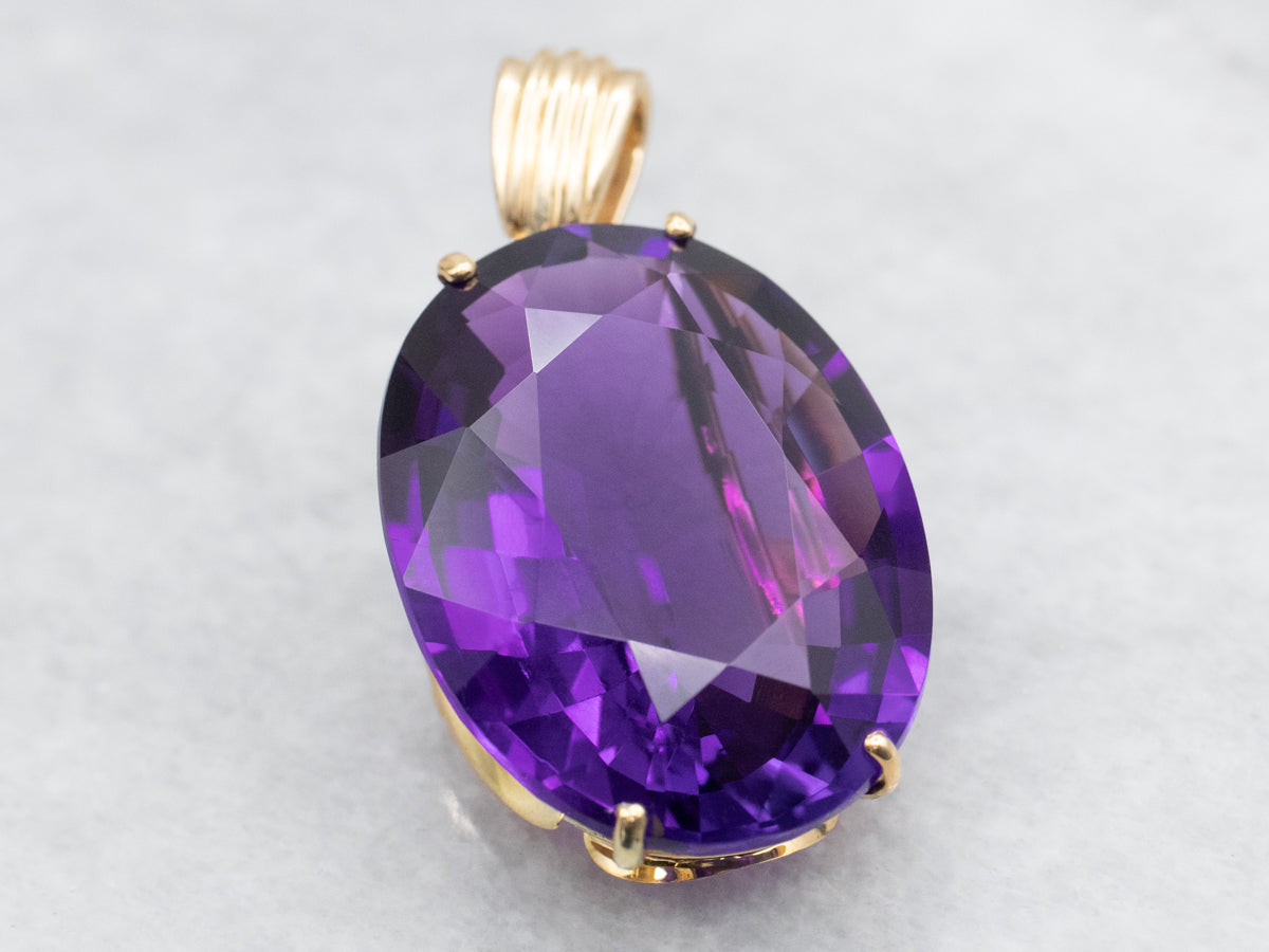 Oval Cut Amethyst Solitaire Pendant