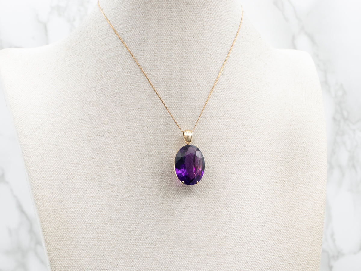 Oval Cut Amethyst Solitaire Pendant