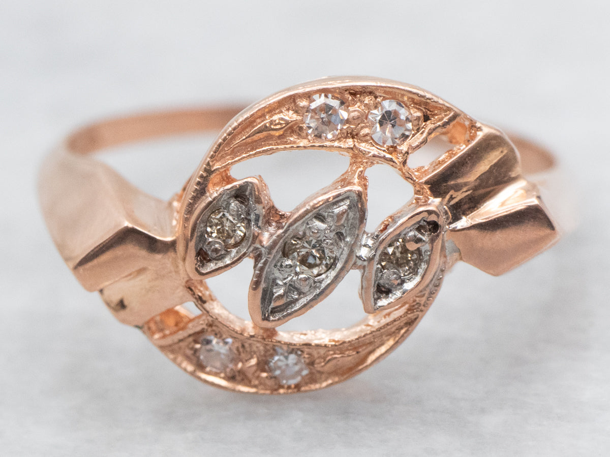 Vintage Rose Gold Diamond Bypass Ring