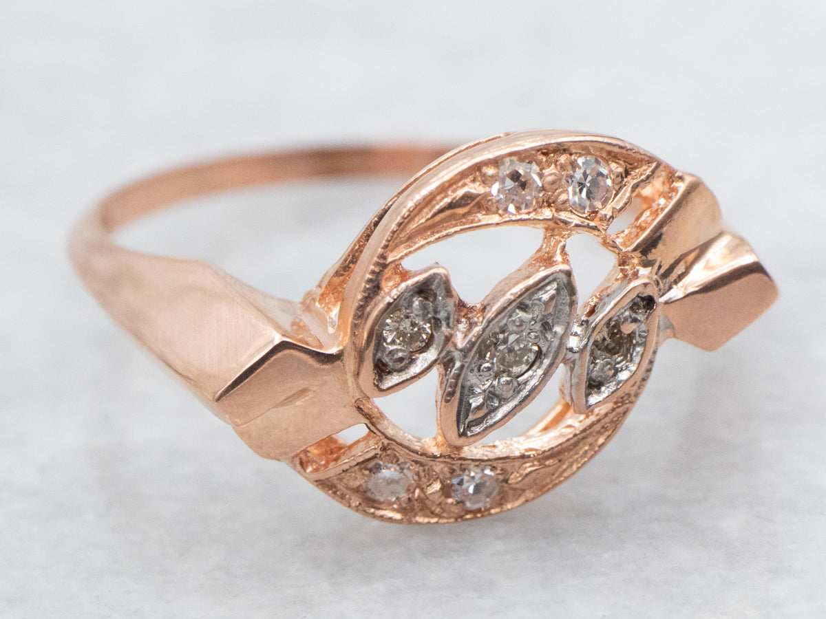 Vintage Rose Gold Diamond Bypass Ring