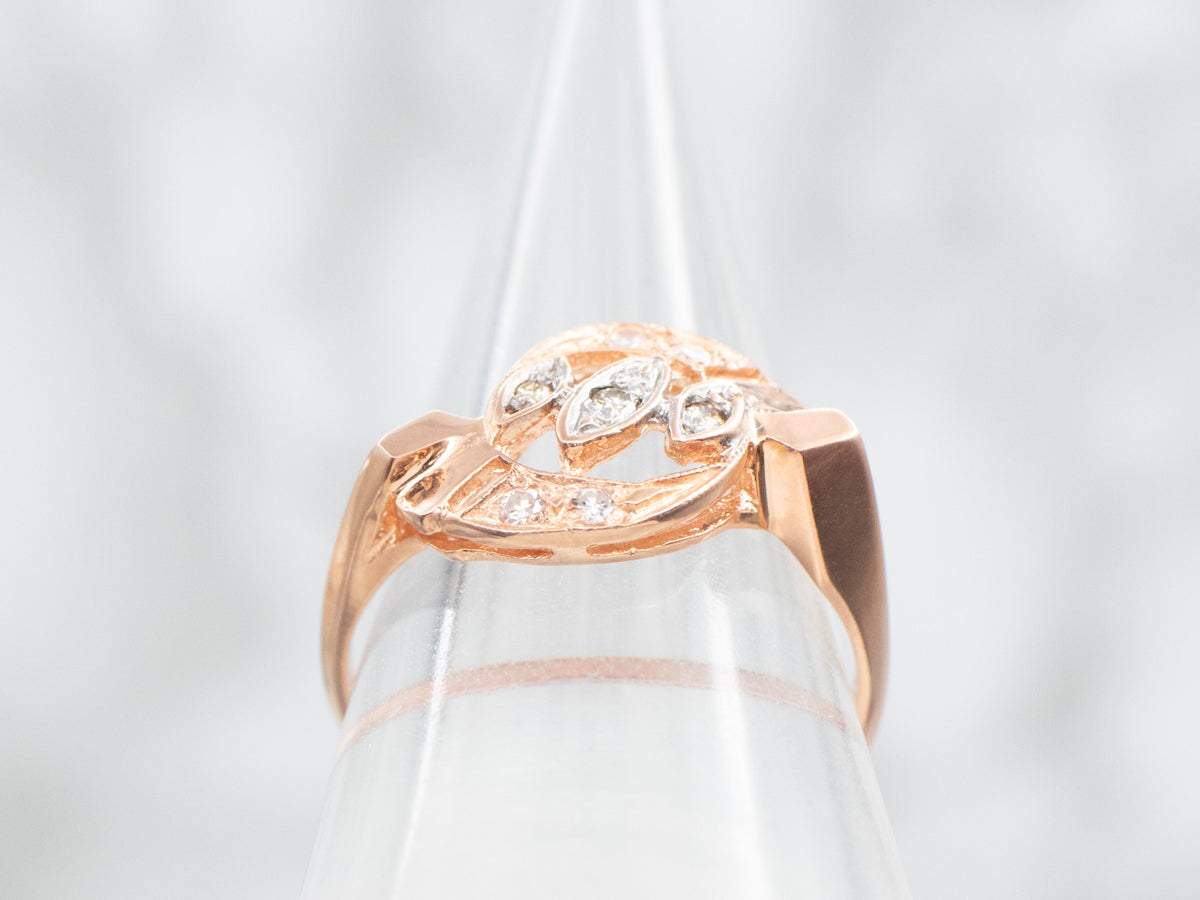 Vintage Rose Gold Diamond Bypass Ring