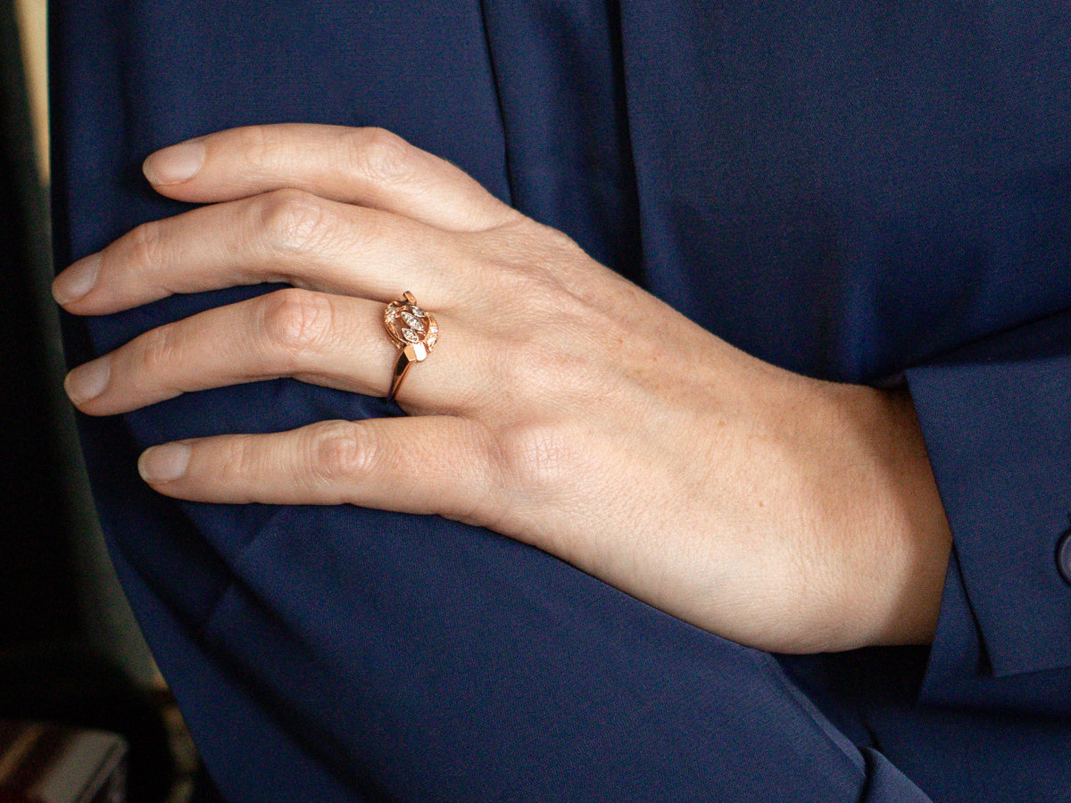 Vintage Rose Gold Diamond Bypass Ring