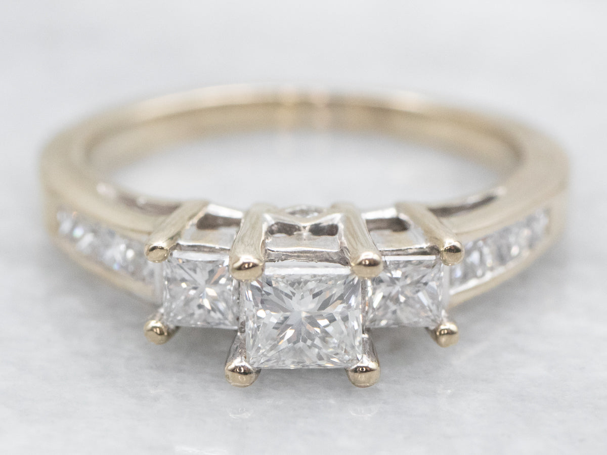 Modern Gold Princess Cut Diamond Engagement Ring