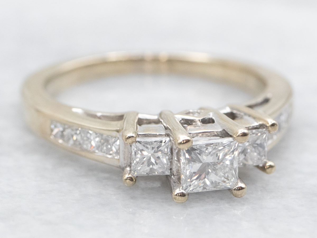 Modern Gold Princess Cut Diamond Engagement Ring