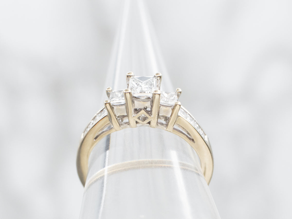 Modern Gold Princess Cut Diamond Engagement Ring