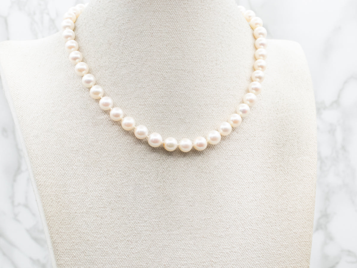 Saltwater Pearl Beaded Necklace with Gold Filigree Clasp