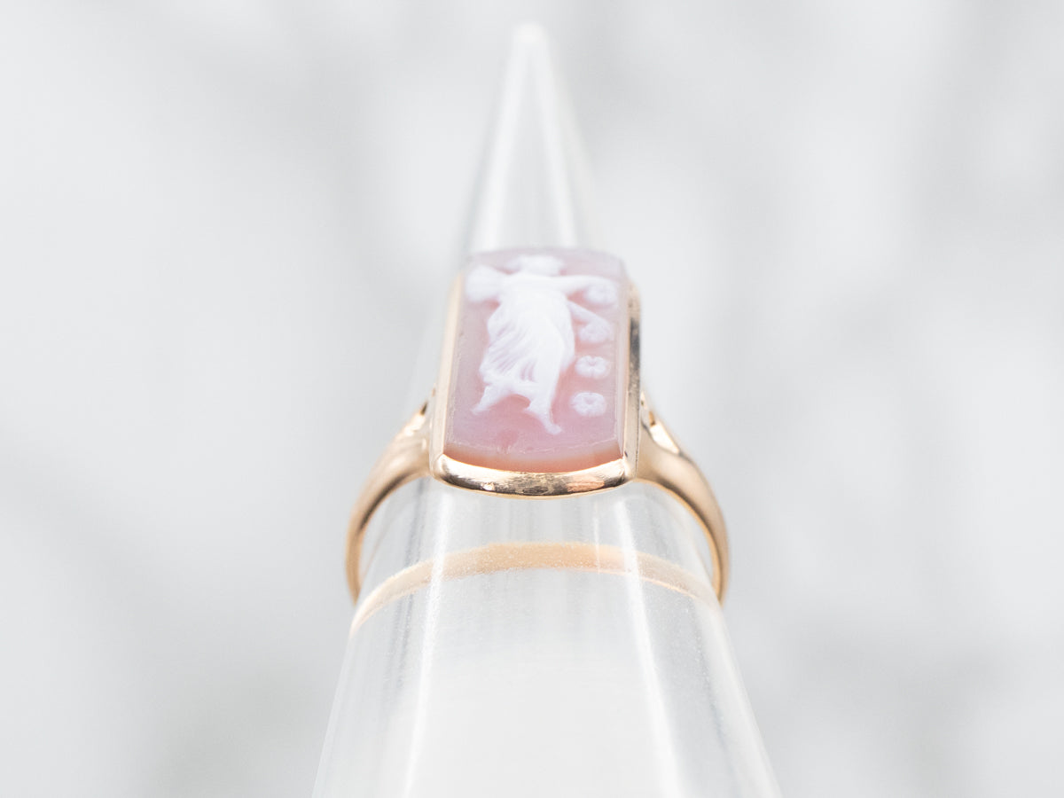 Roman Goddess Flora Vintage Cameo Ring