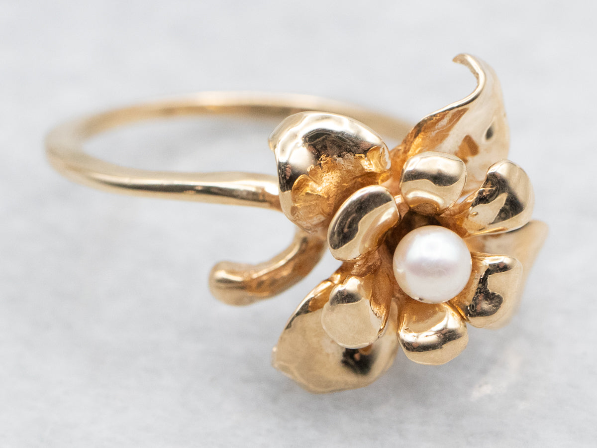 C. Krypel Handmade Pearl Flower Ring