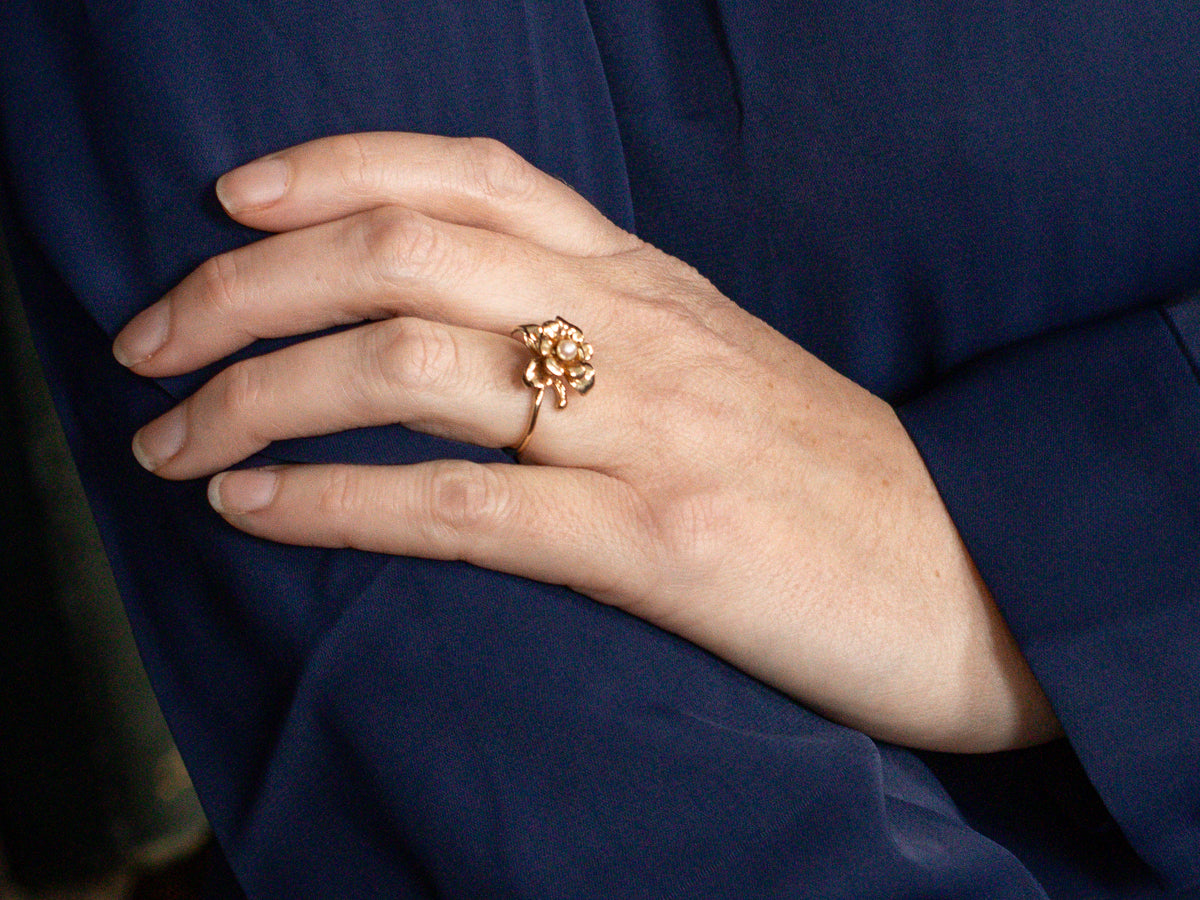 C. Krypel Handmade Pearl Flower Ring