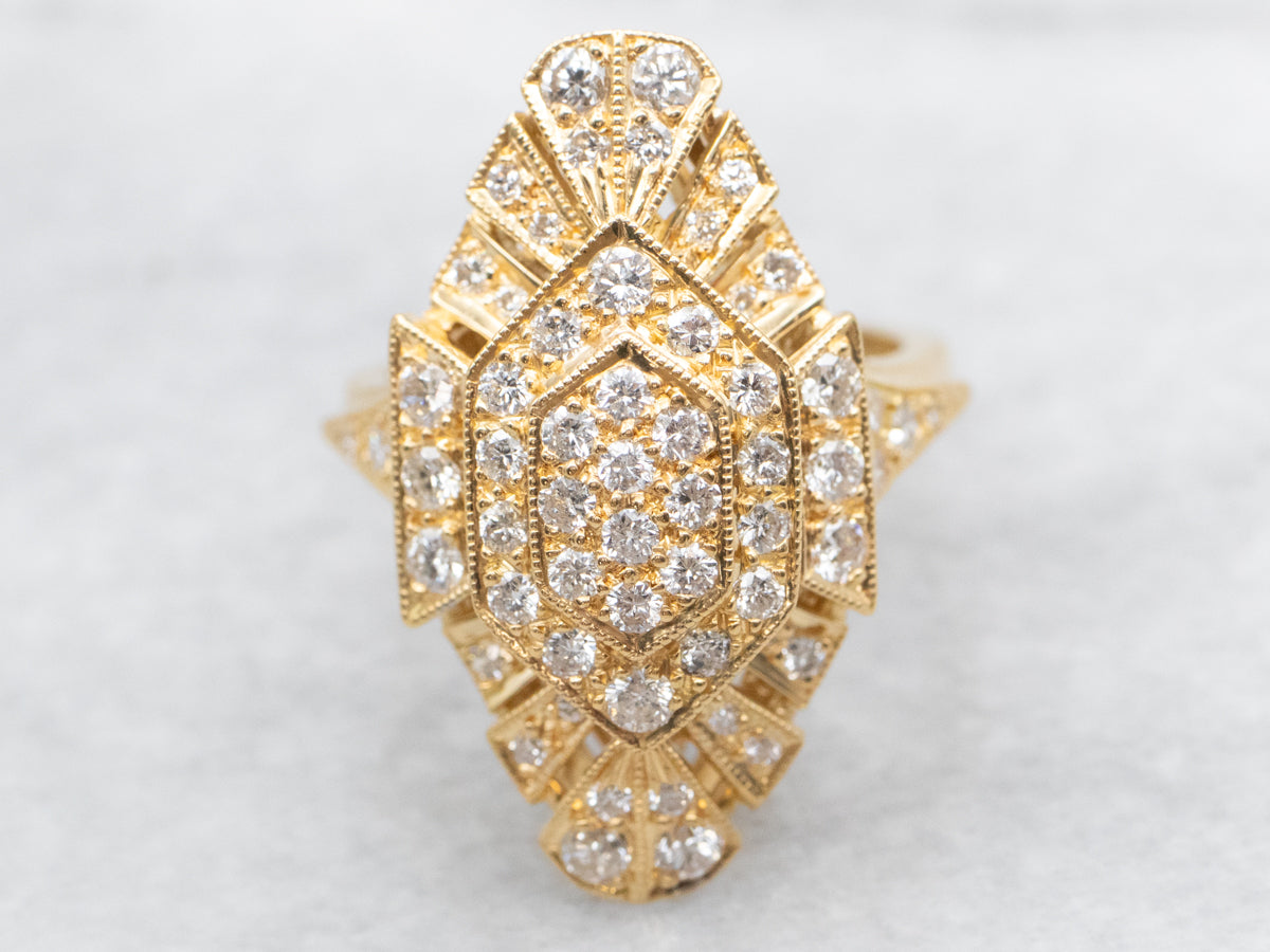 18-Karat Gold Art Deco Inspired Diamond Dinner Ring