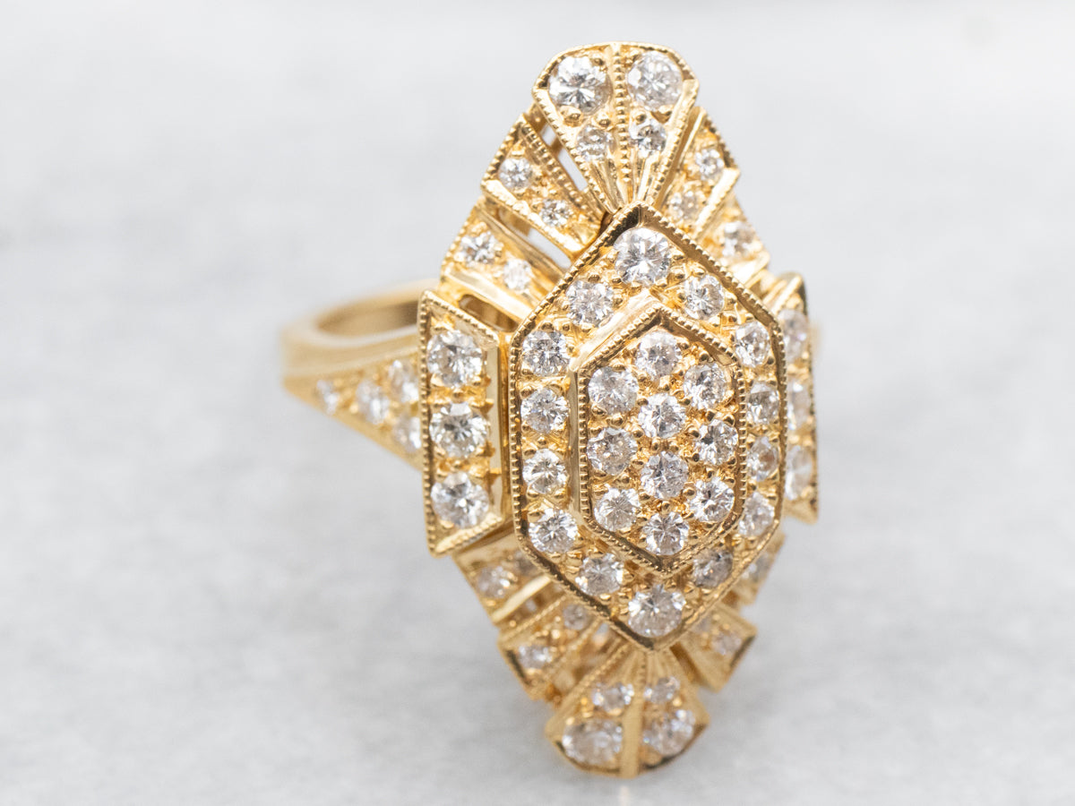 18-Karat Gold Art Deco Inspired Diamond Dinner Ring