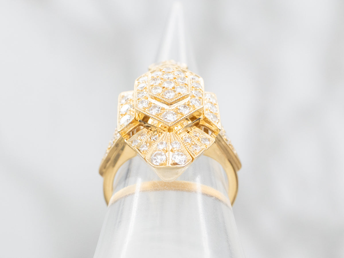 18-Karat Gold Art Deco Inspired Diamond Dinner Ring