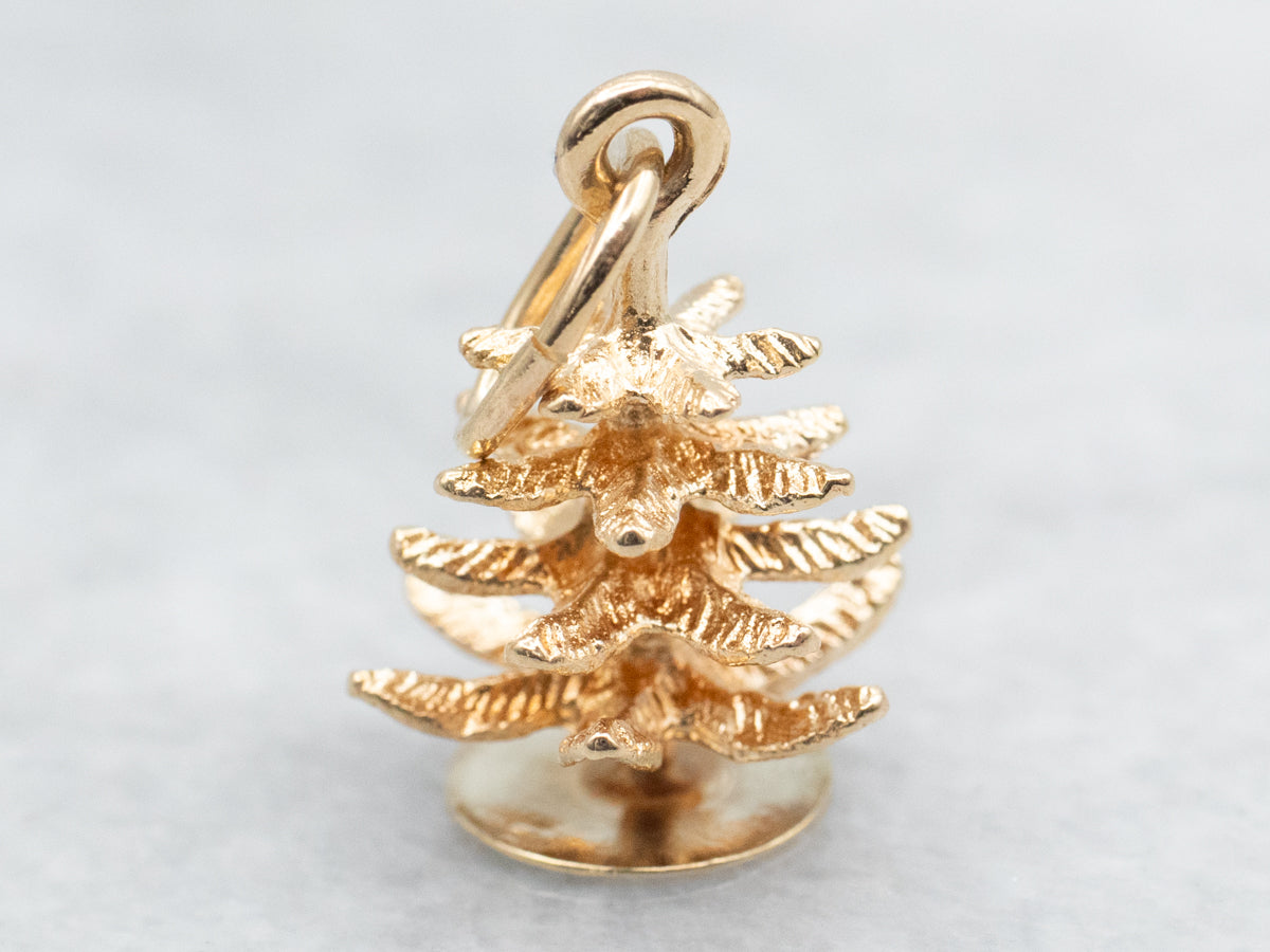 Vintage Gold Evergreen Charm