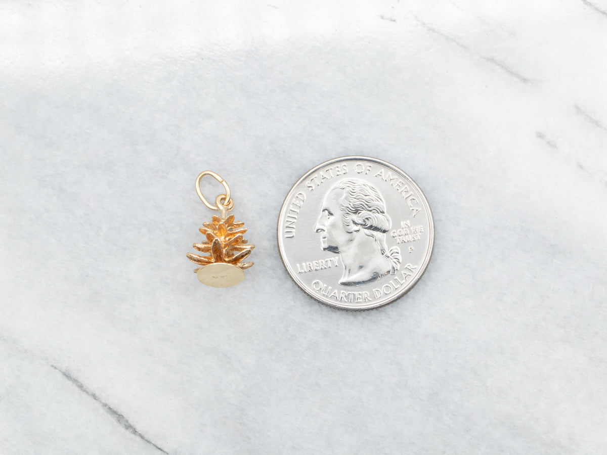 Vintage Gold Evergreen Charm