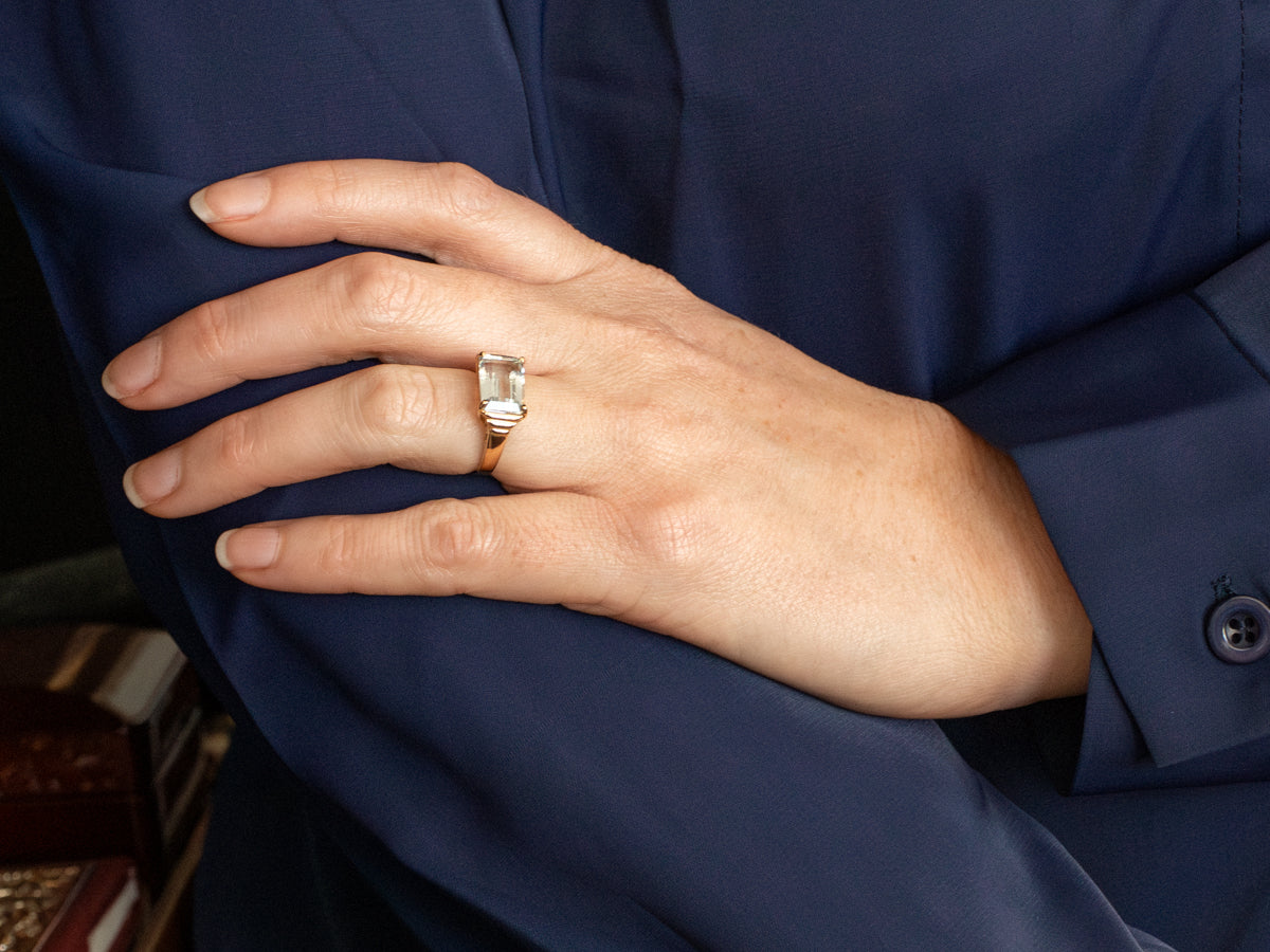 Sleek and Modern Aquamarine Cocktail Ring