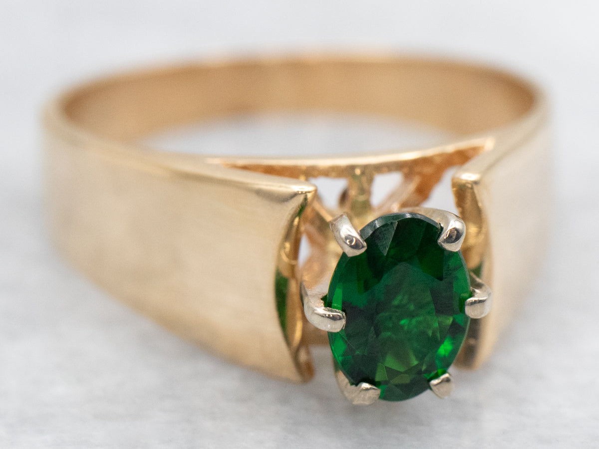 Modern Gold Chrome Tourmaline Solitaire Ring