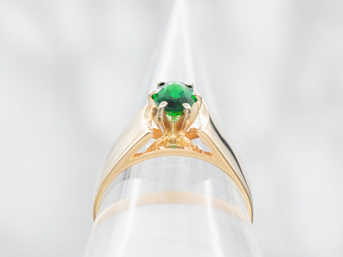 Modern Gold Chrome Tourmaline Solitaire Ring