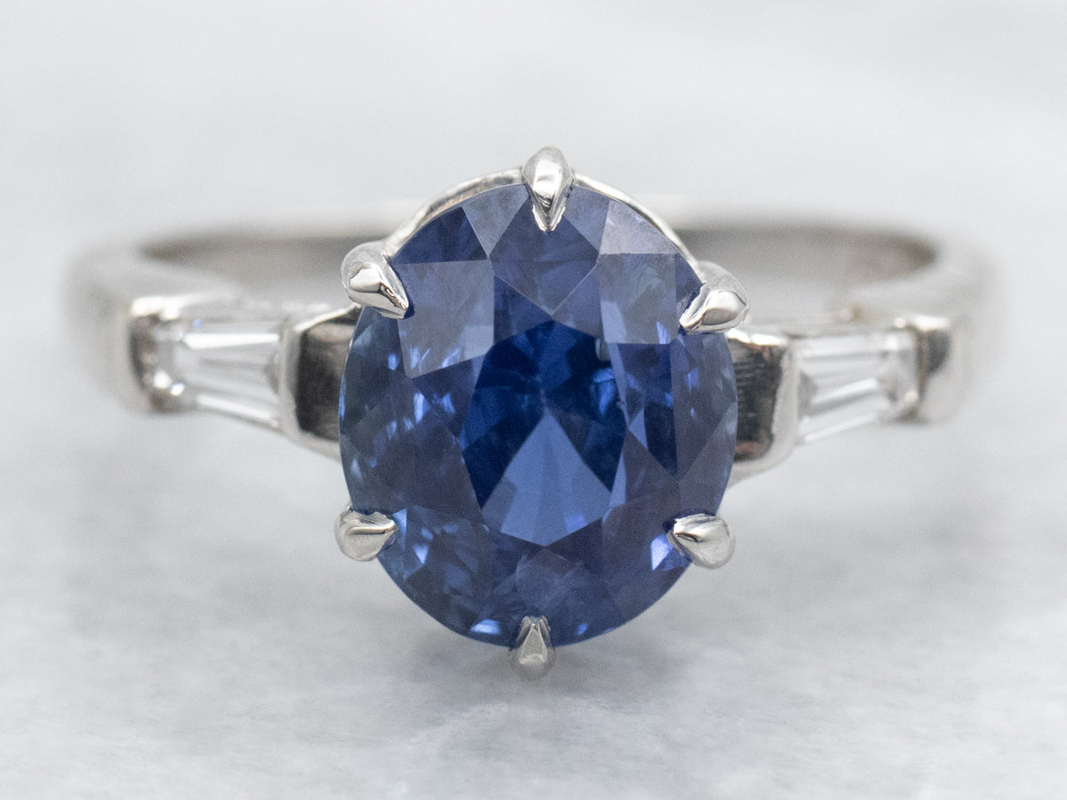 Collector's Sapphire and Diamond Platinum Engagement Ring