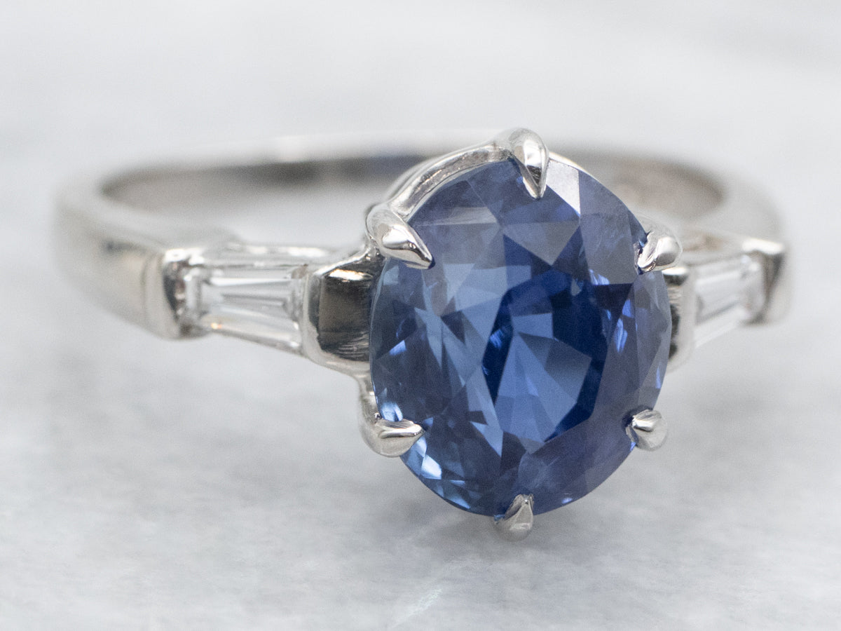 Collector&#39;s Sapphire and Diamond Platinum Engagement Ring