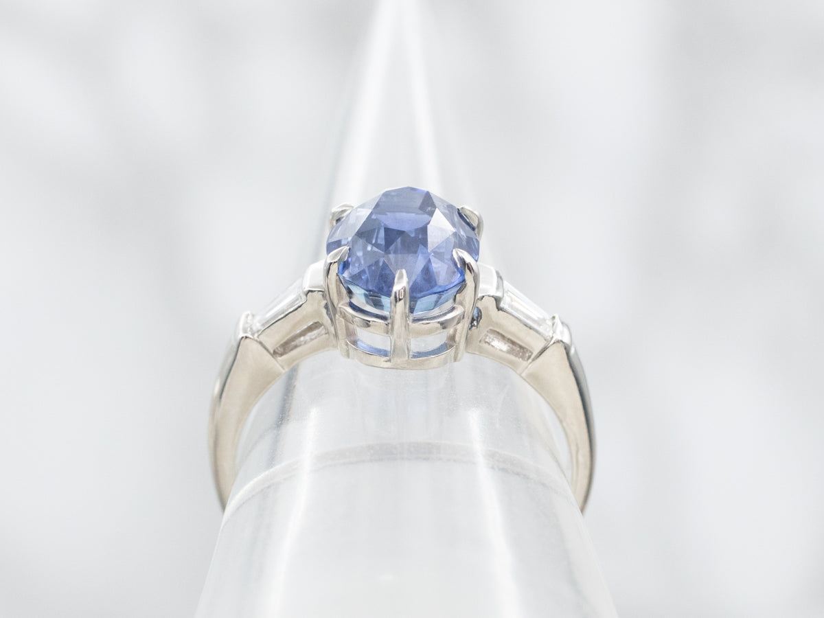 Collector's Sapphire and Diamond Platinum Engagement Ring