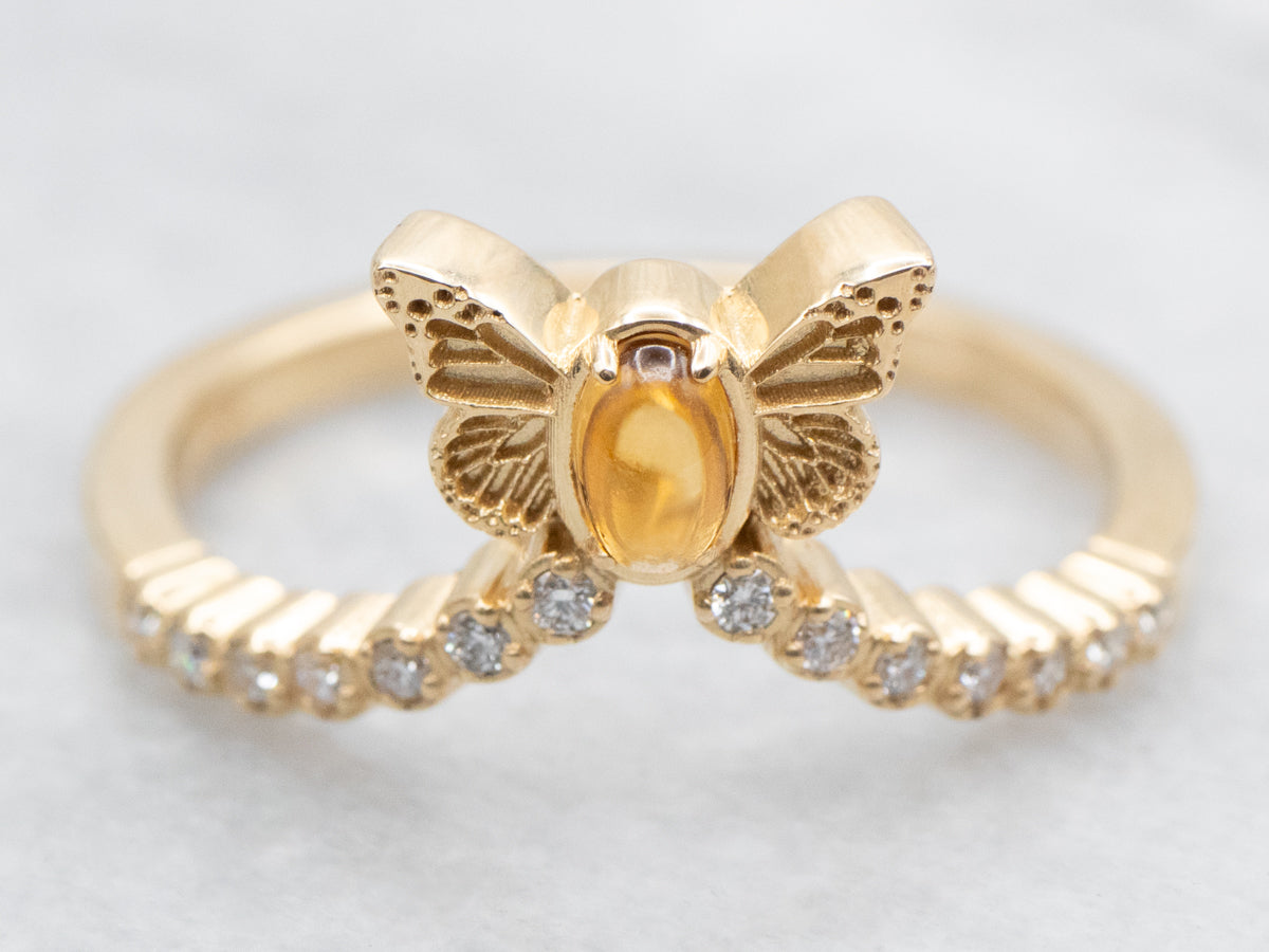 Beautiful Butterfly Citrine and Diamond Enhancer Band