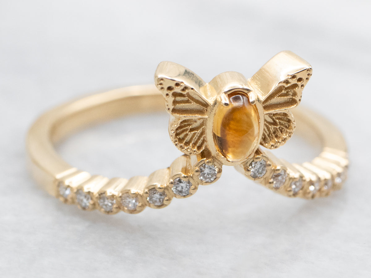 Beautiful Butterfly Citrine and Diamond Enhancer Band