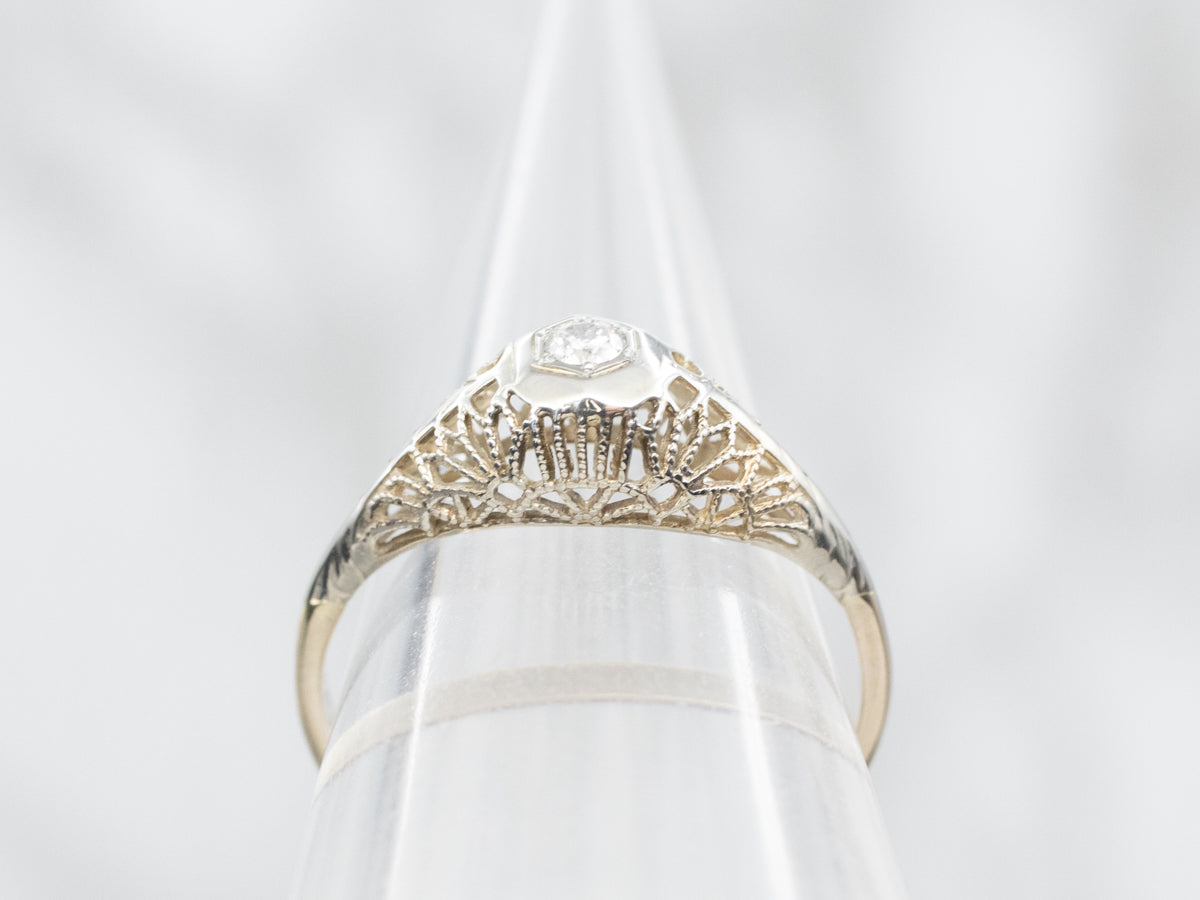 Art Deco Diamond Solitaire Engagement Ring