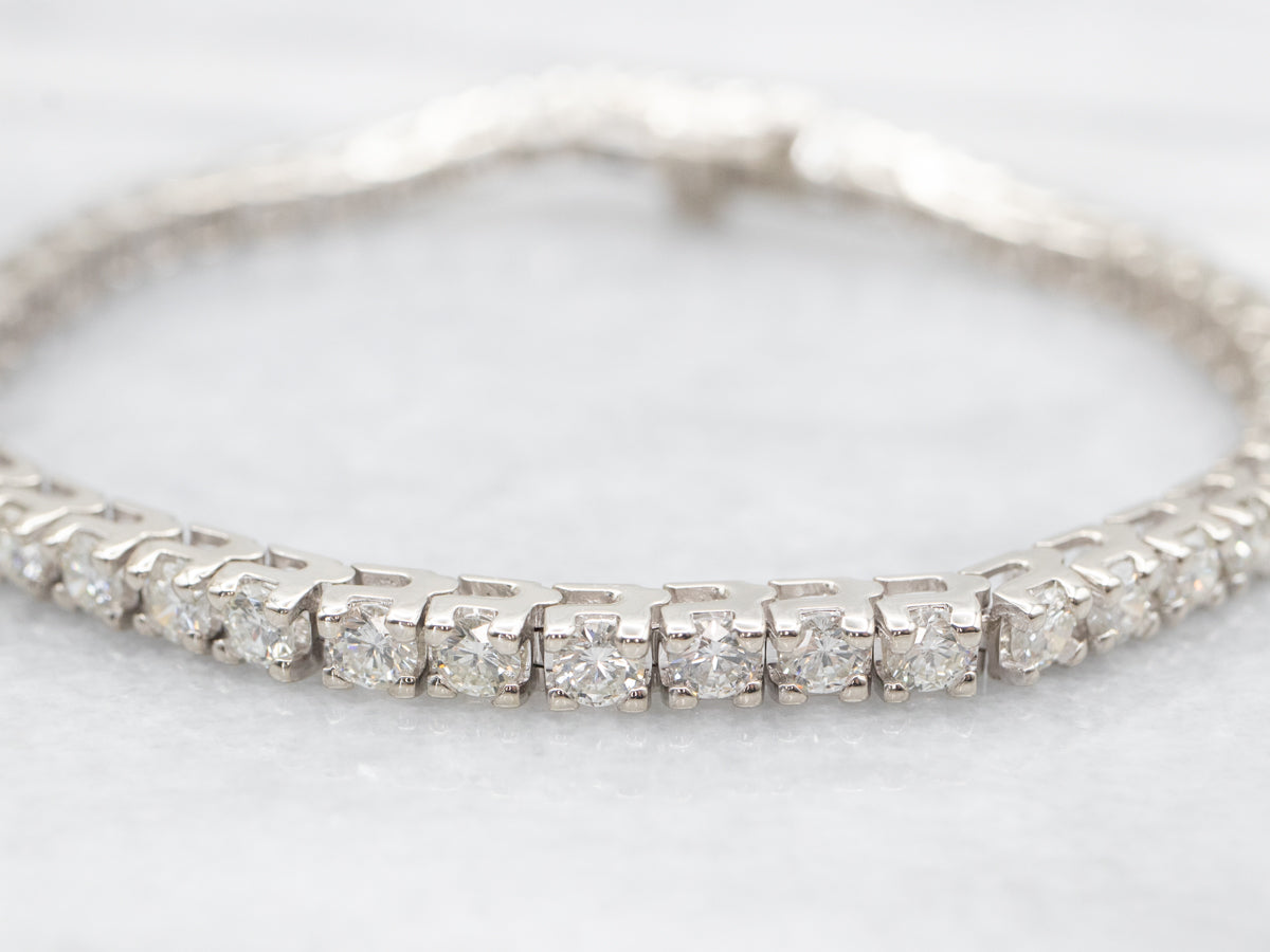 Modern White Gold Diamond Tennis Bracelet