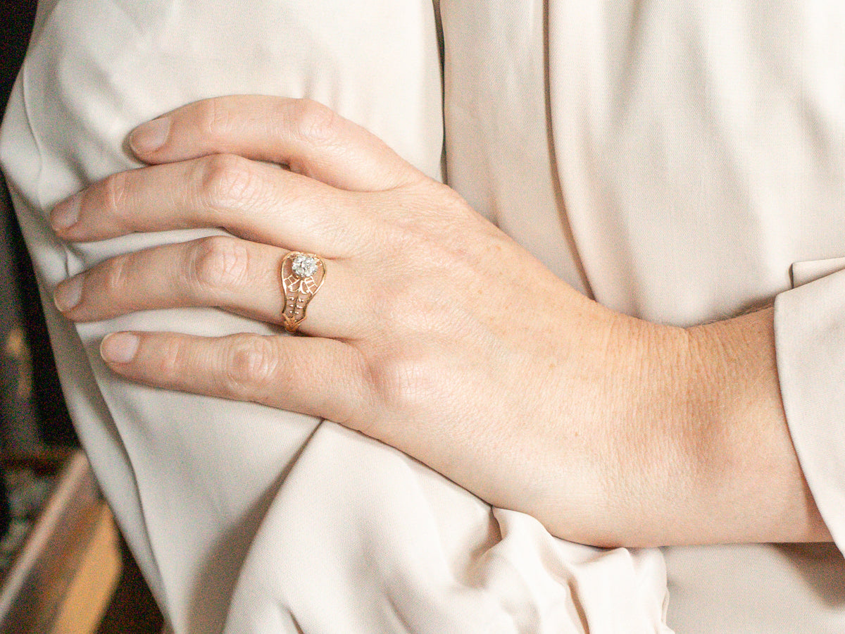 Ornate Diamond Cluster Filigree Ring