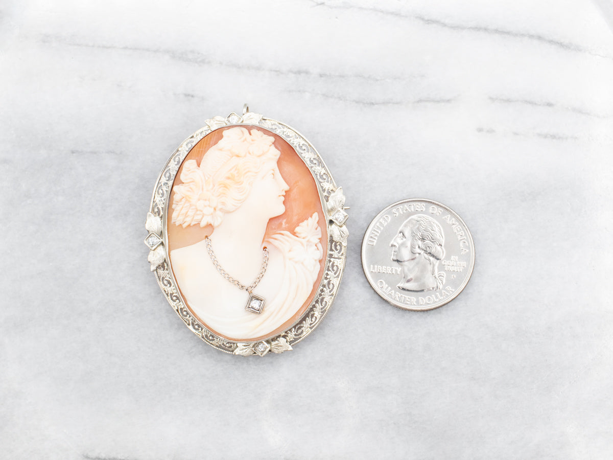 Stunning Art Deco Diamond Cameo Brooch or Pendant