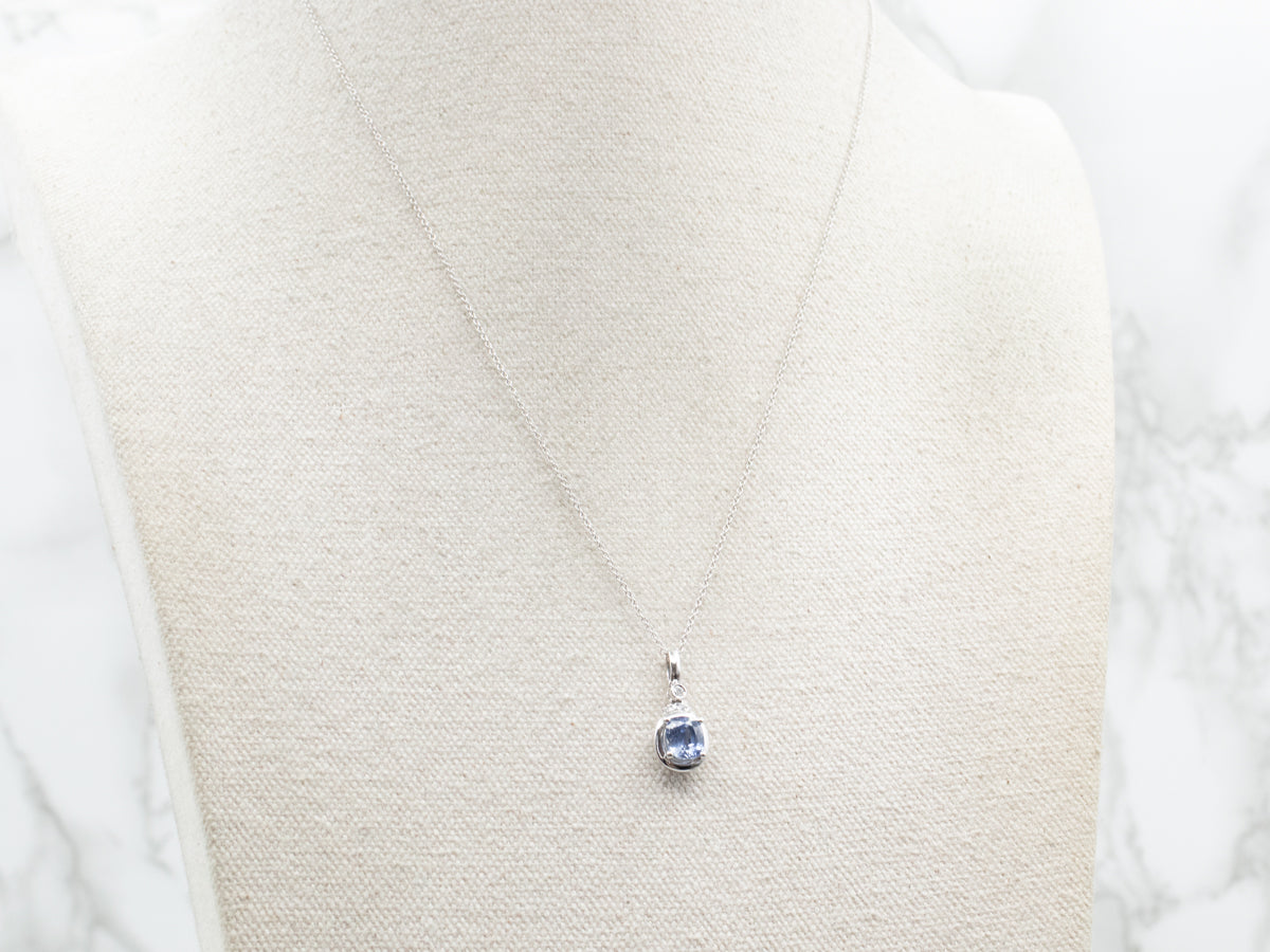 Sapphire and Diamond Pendant on Cable Chain