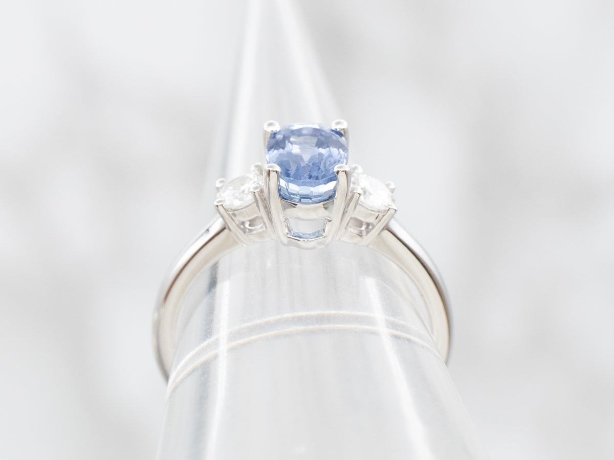 Sapphire and Diamond Three Stone Engagement Ring