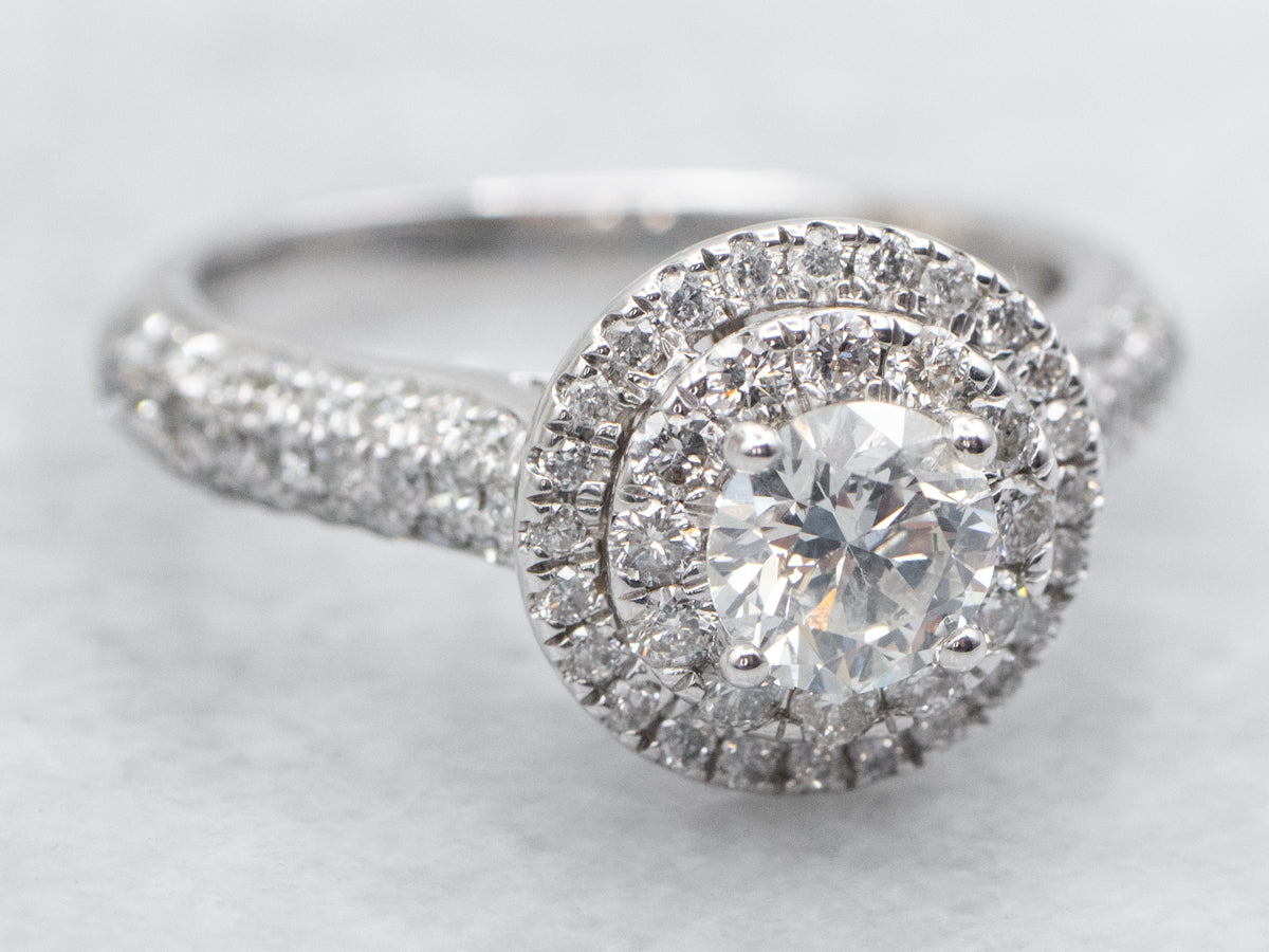 Modern Diamond Double Halo Engagement Ring