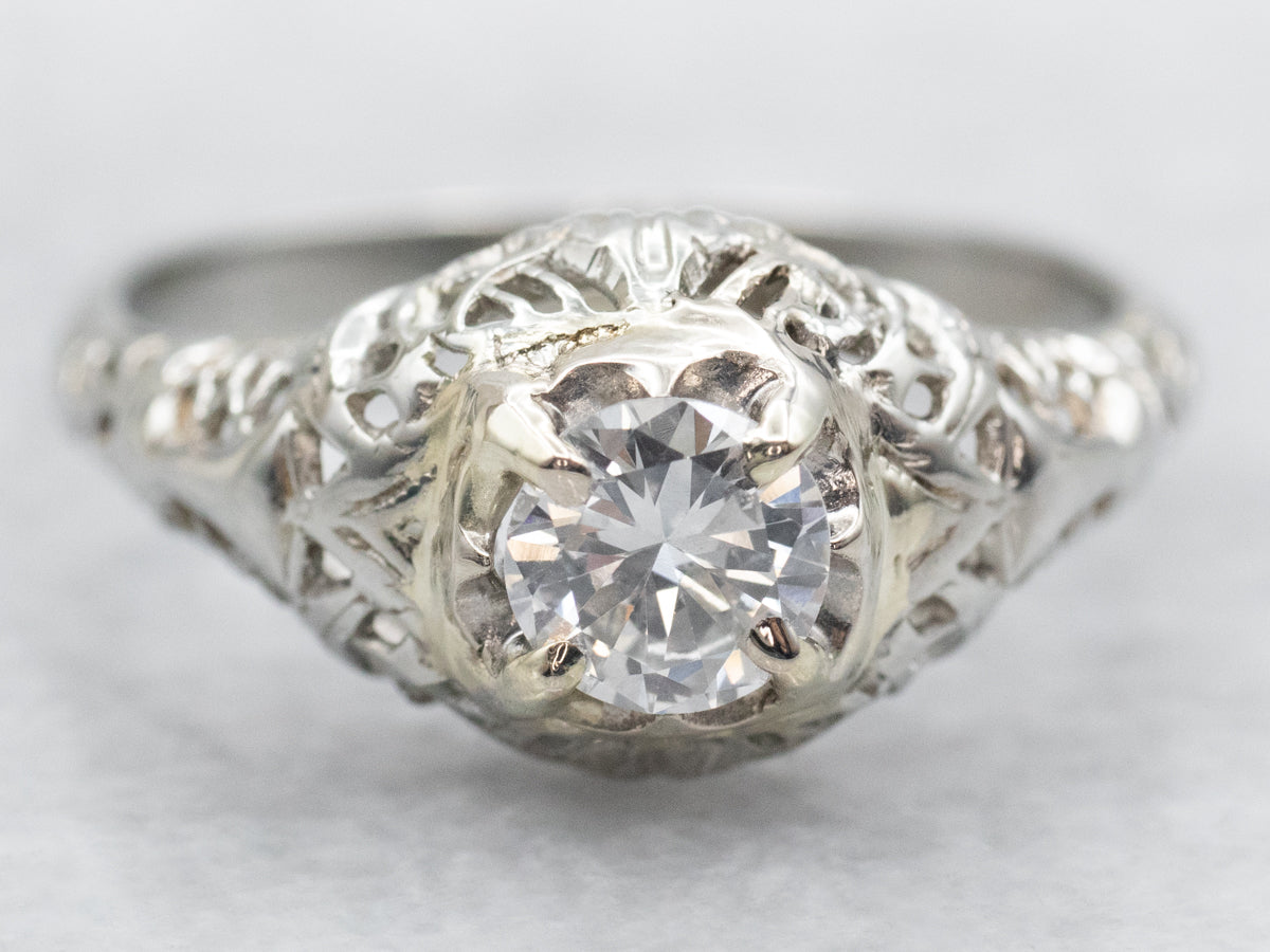 Art Deco 1920&#39;s Diamond Solitaire Engagement Ring