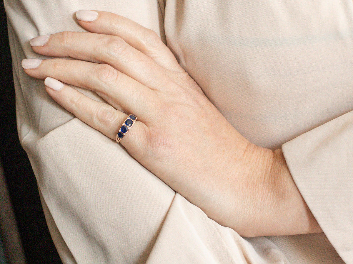 Warm Rose Gold Sapphire and Diamond Ring