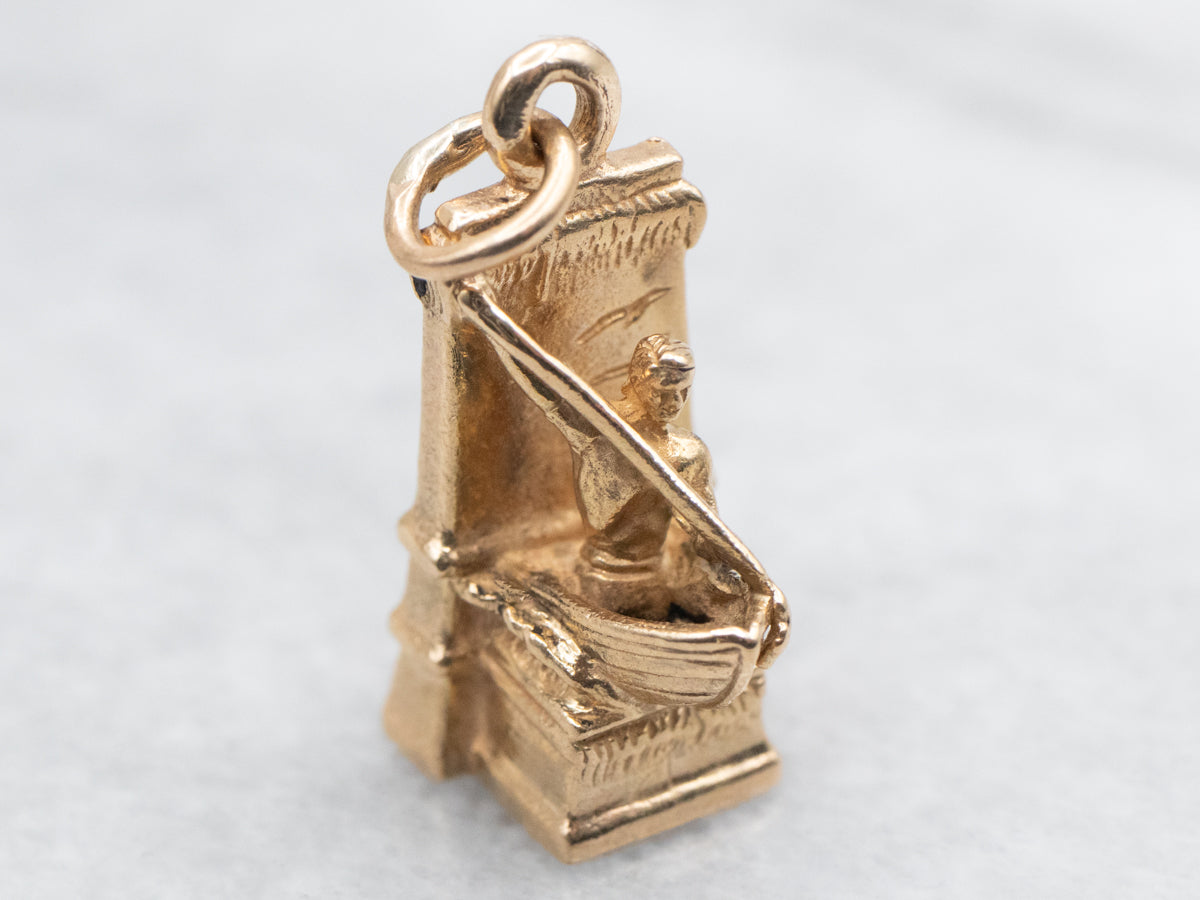 New Bedford MA Whaleman Statue Gold Charm