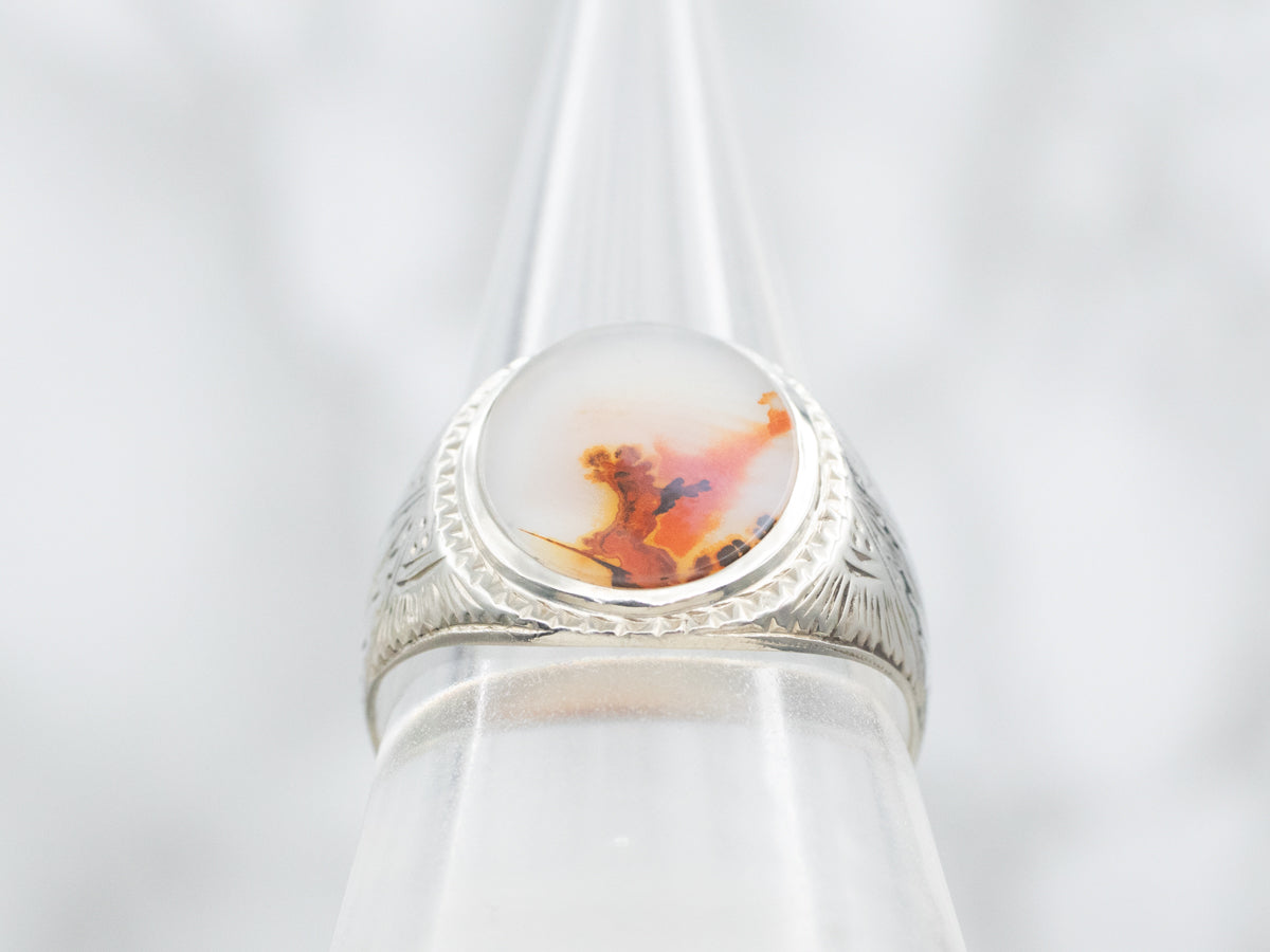 Men's Antique Dendritic Agate Statement Ring