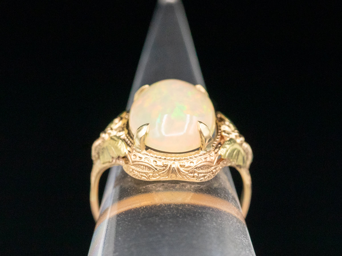 Ornate Art Nouveau Butterfly Opal Ring