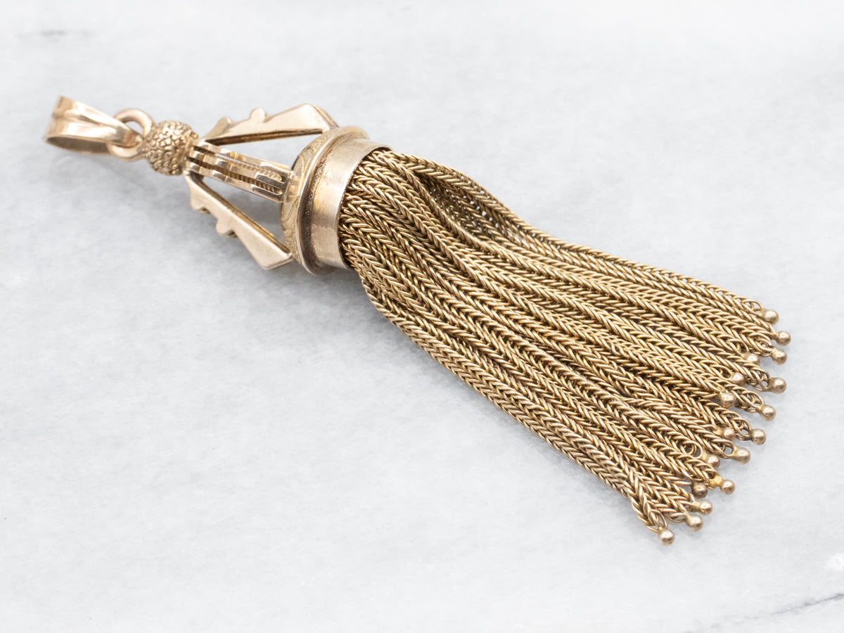 Large Antique Gold Tassel Pendant