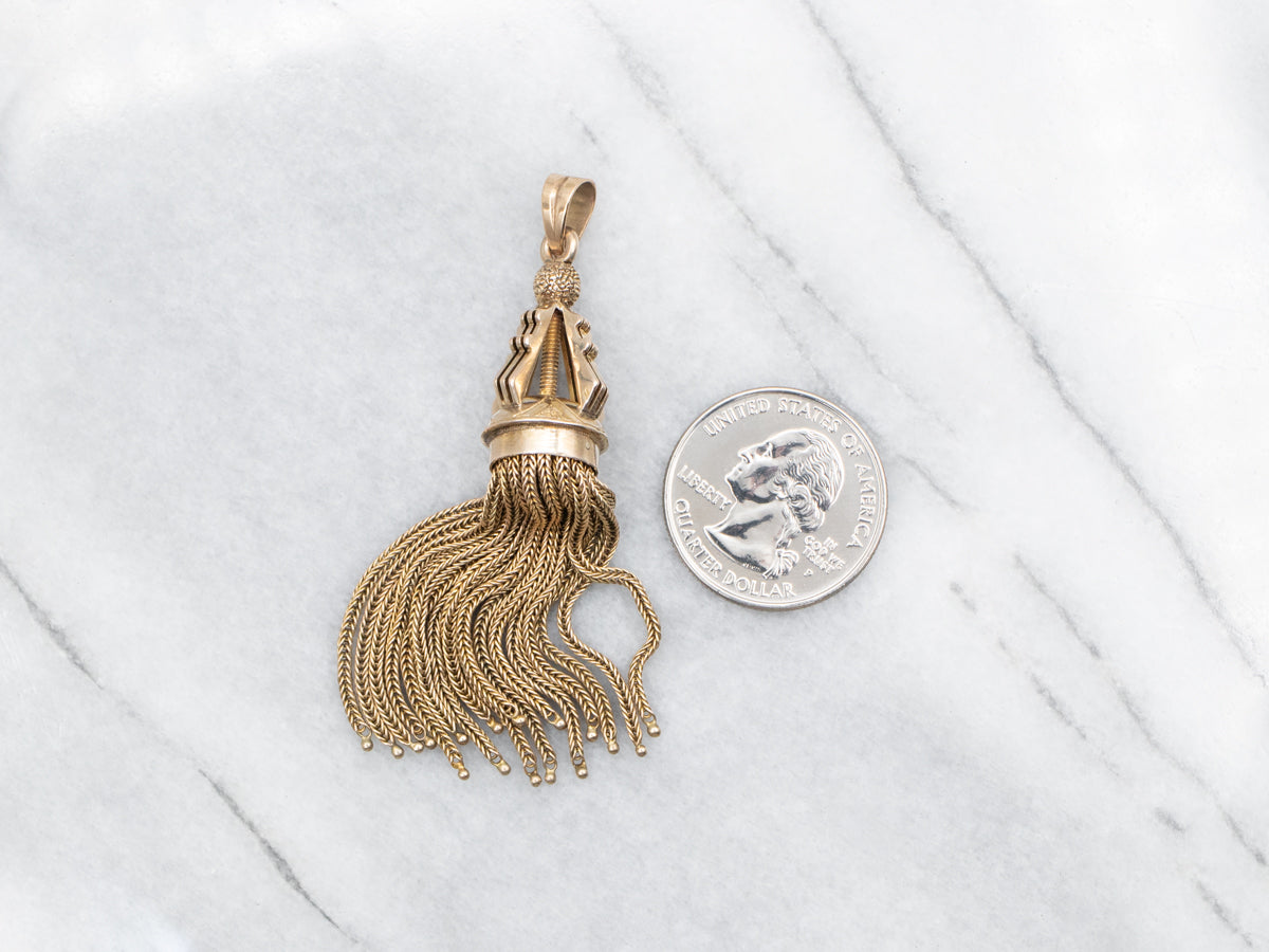 Large Antique Gold Tassel Pendant