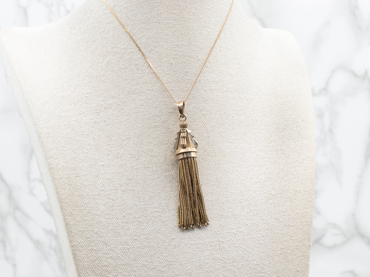 Large Antique Gold Tassel Pendant