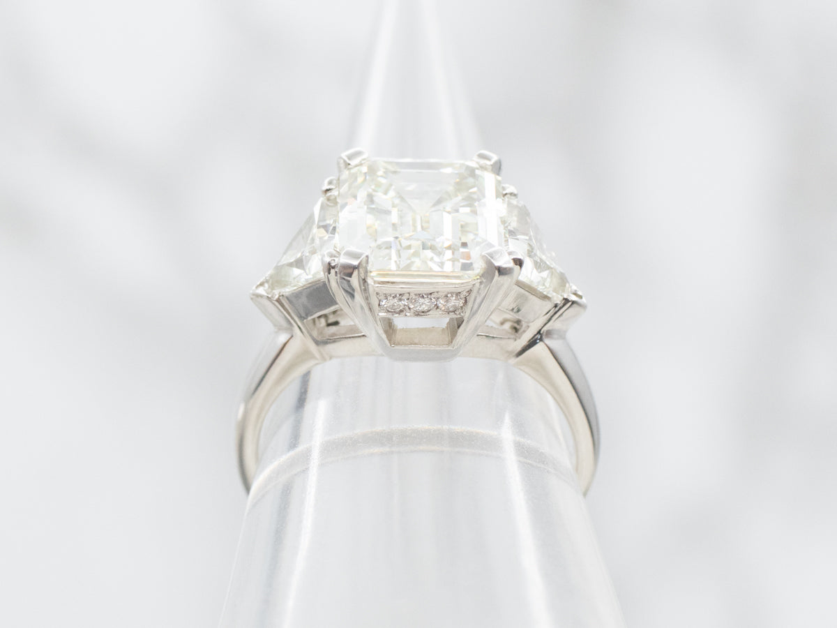 Modern GIA Certified Platinum Emerald Cut Diamond Engagement Ring