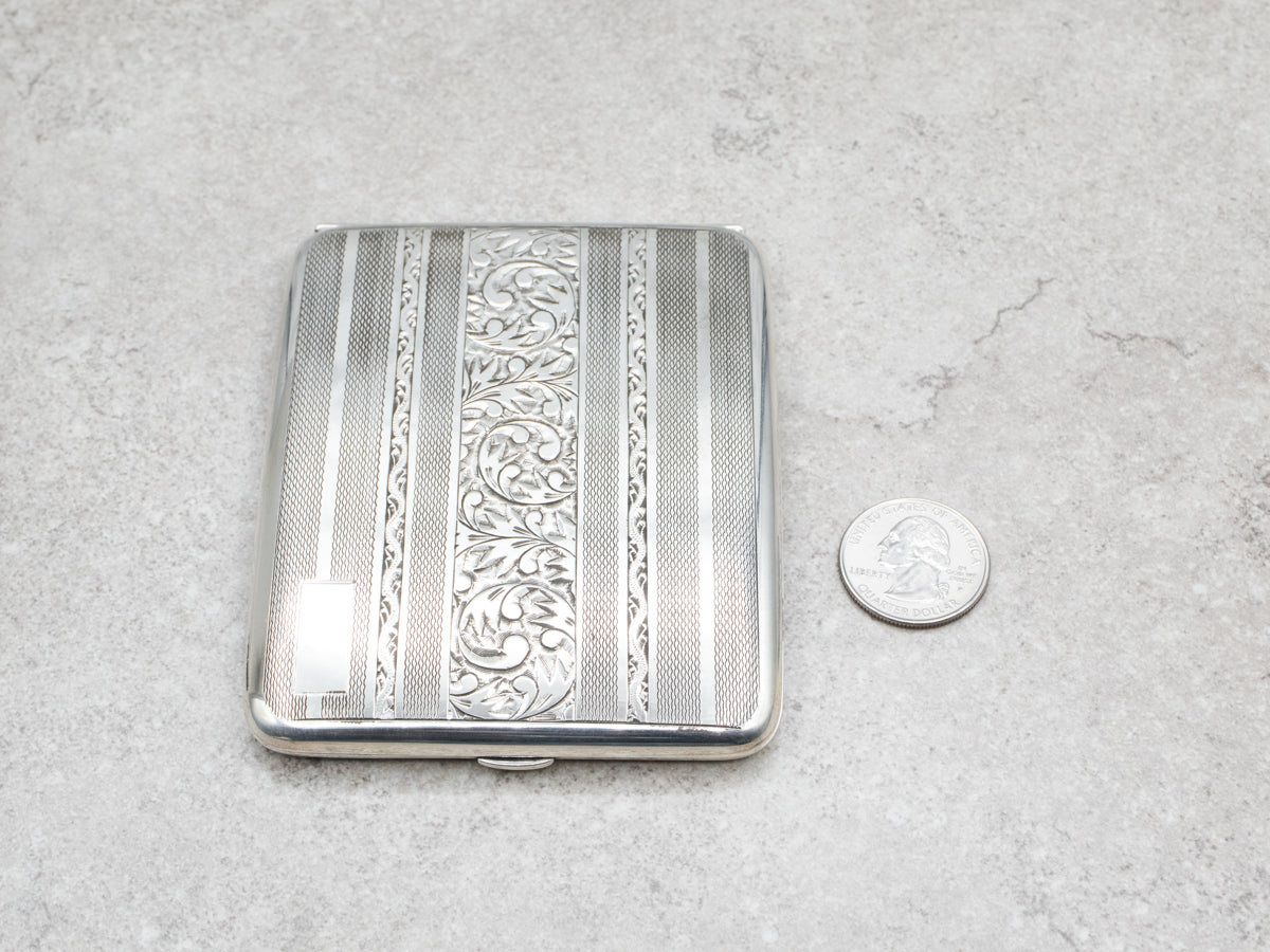 Vintage Silver Botanical Cigarette Case