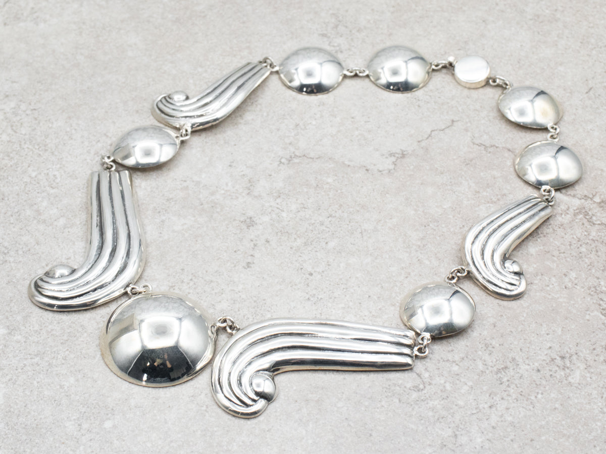 Modernist Sterling Silver Statement Necklace