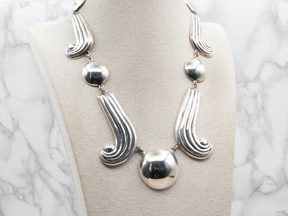 Modernist Sterling Silver Statement Necklace