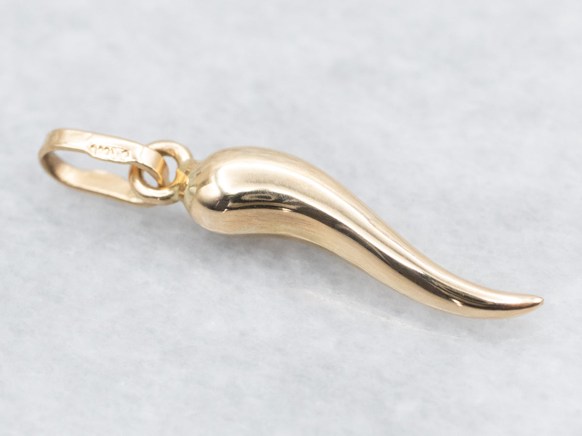 14K Yellow Gold Italian Horn Charm