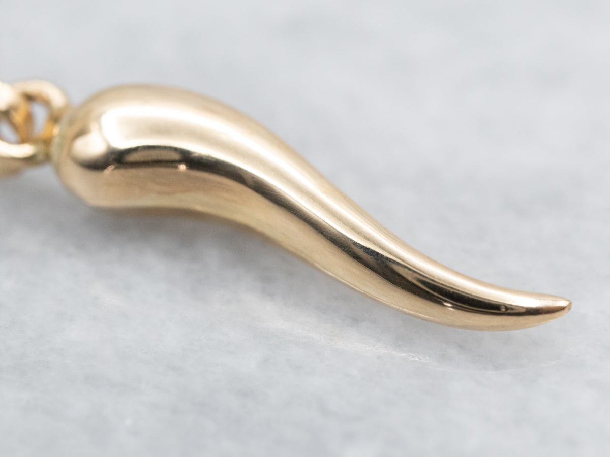 14K Yellow Gold Italian Horn Charm