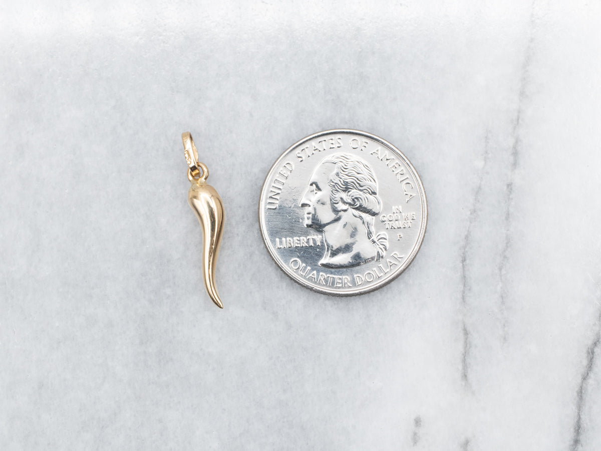 14K Yellow Gold Italian Horn Charm
