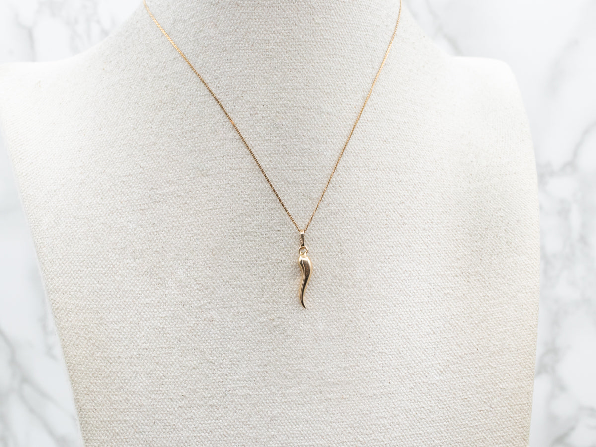 14K Yellow Gold Italian Horn Charm